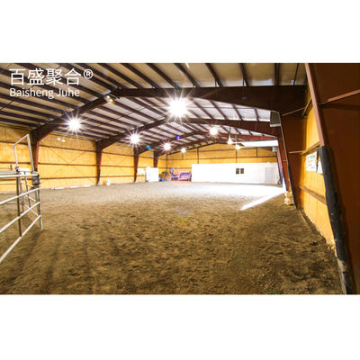 Long Span Babi Ladang Gudang Struktur Prefabrikasi Indoor Horse Riding Arena Barn Shed Rumah Hall Desain