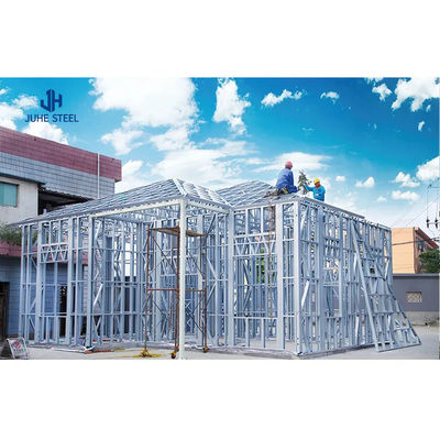 Pintu Geser Prefab Steel Frame Struktur Rumah Kits Villa dengan Aluminium Alloy Window