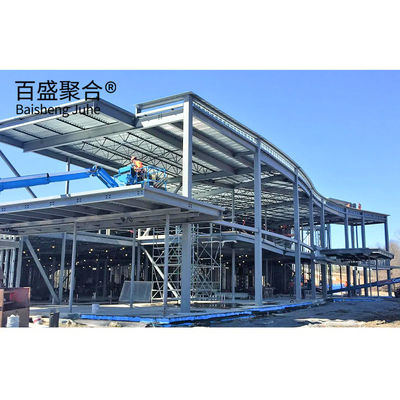 Q235Q345 Baja Karbon Rendah Struktur Baja Dua Lantai Gymnasium dengan Desain Gambar CAD