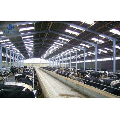 Sliding Door Steel Cattle Shed untuk Sapi dan Banteng Solid H-bentuk Baja Balok Frame Utama