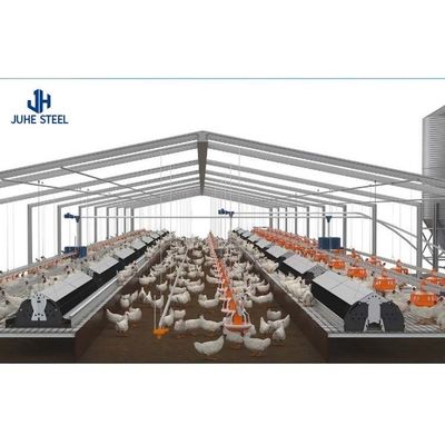 Struktur Grid Jangka Panjang Rumah Kaca Modern Prefab untuk Peternakan Ayam Broiler