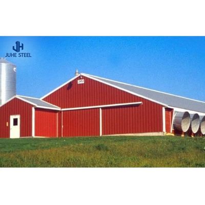 Struktur Grid Jangka Panjang Rumah Kaca Modern Prefab untuk Peternakan Ayam Broiler