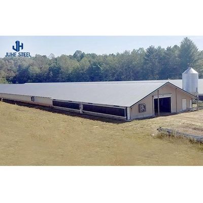 Struktur Grid Jangka Panjang Rumah Kaca Modern Prefab untuk Peternakan Ayam Broiler