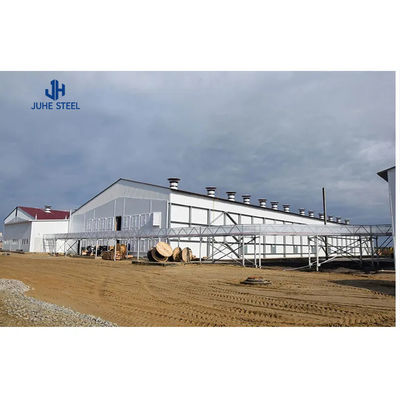 Struktur Grid Jangka Panjang Rumah Kaca Modern Prefab untuk Peternakan Ayam Broiler
