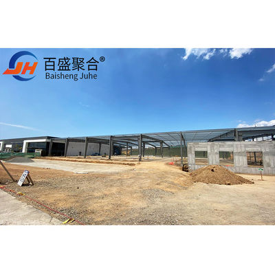 Layanan pemotongan Prefab Metal Warehouse Fabrikasi baja untuk bangunan industri