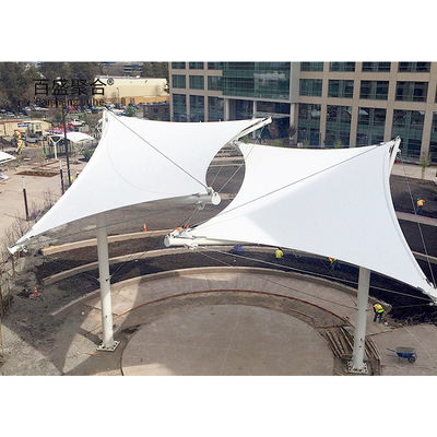 GB Q235 Struktur Karbon Kerangka Baja Kain PVC Lapisan Membran Bayangan Struktur