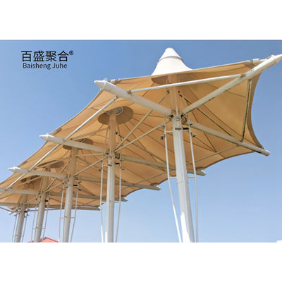 Kain 11150g Struktur Membran Tensile Shade Dengan Struktur Karbon Frame Baja
