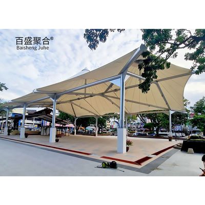 Kain 11150g Struktur Membran Tensile Shade Dengan Struktur Karbon Frame Baja