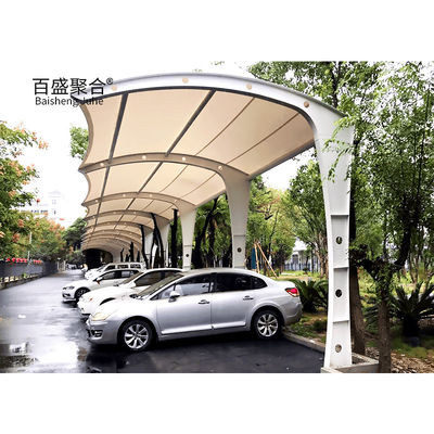 Salju-tahan Single Cantilever Carport Metal Canopy dengan Kain Membrane Kain