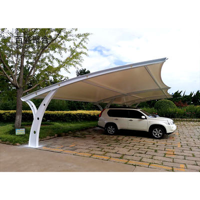 Salju-tahan Single Cantilever Carport Metal Canopy dengan Kain Membrane Kain