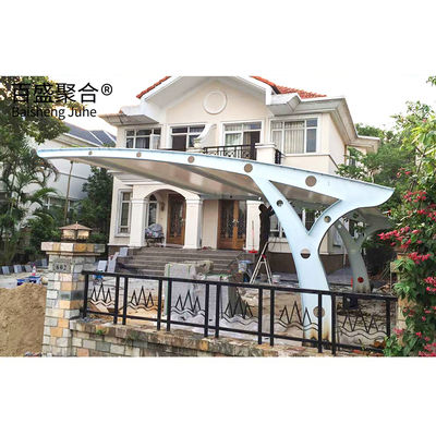 PVDF/PTFE Sail Finishing Struktur baja 10x20 Metal Garage Canopy
