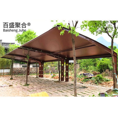 Kain Membran Waterproof Mobil Tensile Mobil Parking Shades Workshop Struktur Baja OEM ODM