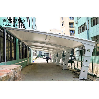 Kain Membran Waterproof Mobil Tensile Mobil Parking Shades Workshop Struktur Baja OEM ODM